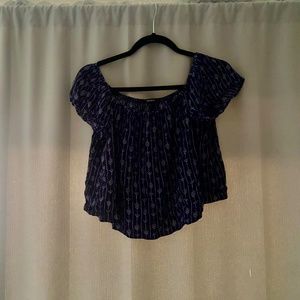 off the shoulder cropped flowy shirt